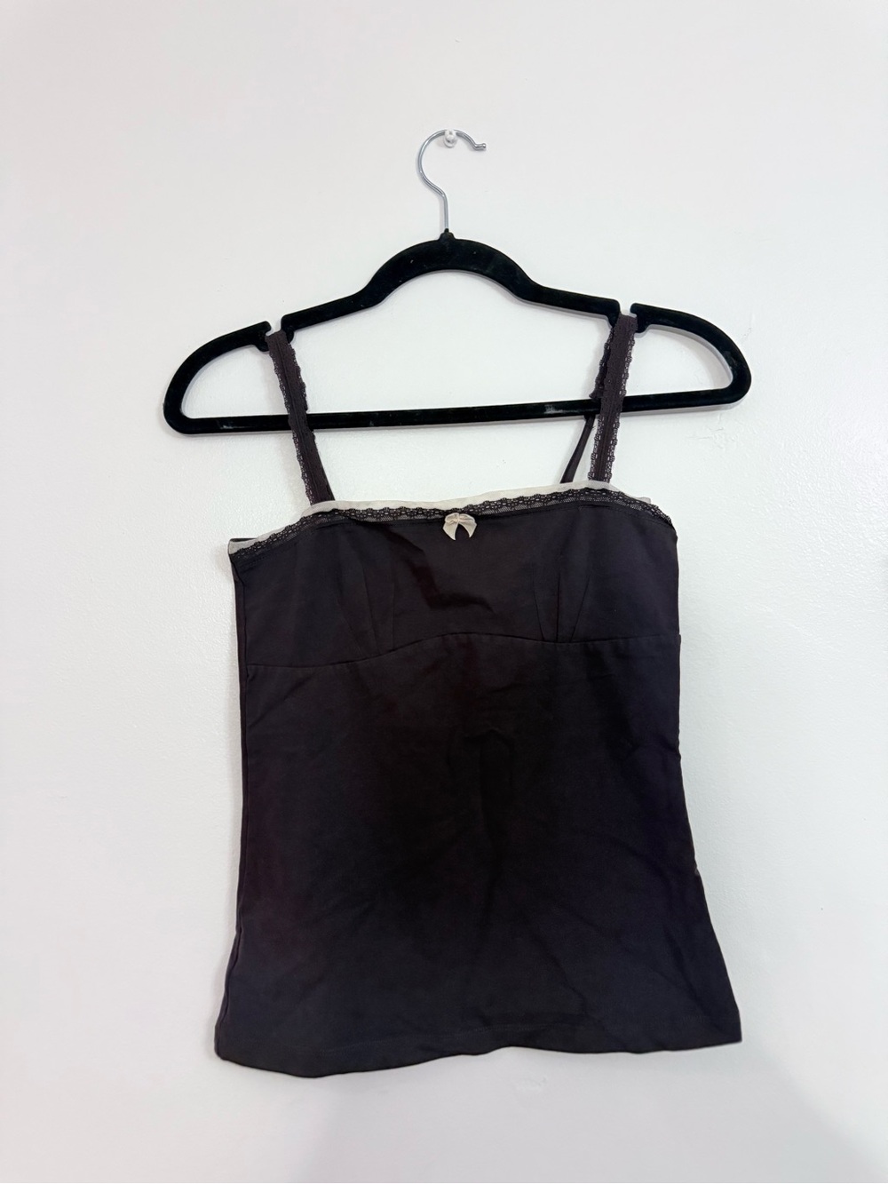 Black Lace-Trim Women's Cami with Bow Accent